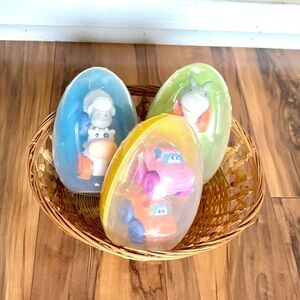 Kool Wheels Animal Egg Surprise Toy Set Blue, Yellow, Green cow sheep pig